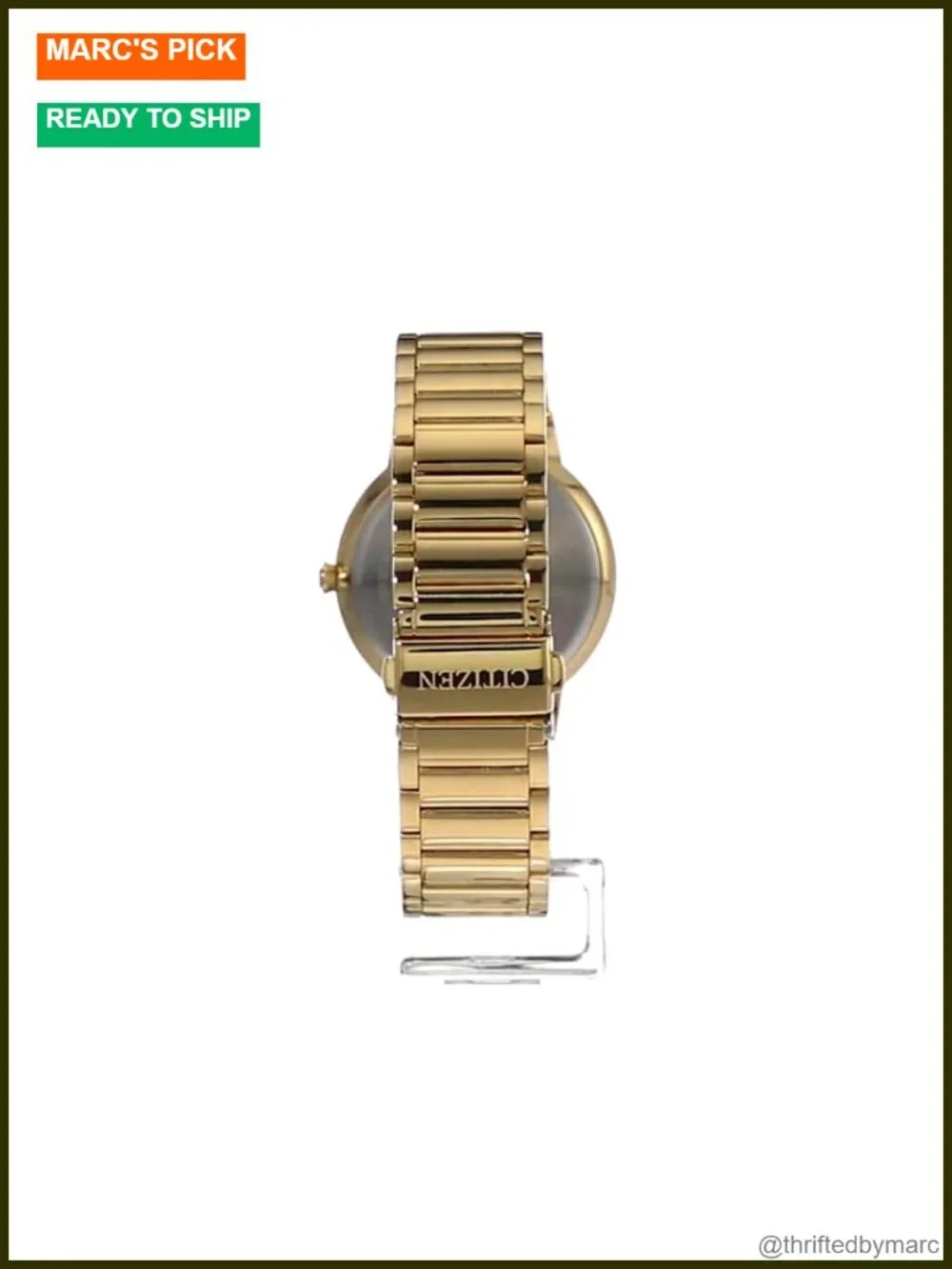 Quartz Gold-Tone Stainless Steel Watch with Black Date Dial, Mineral Crystal